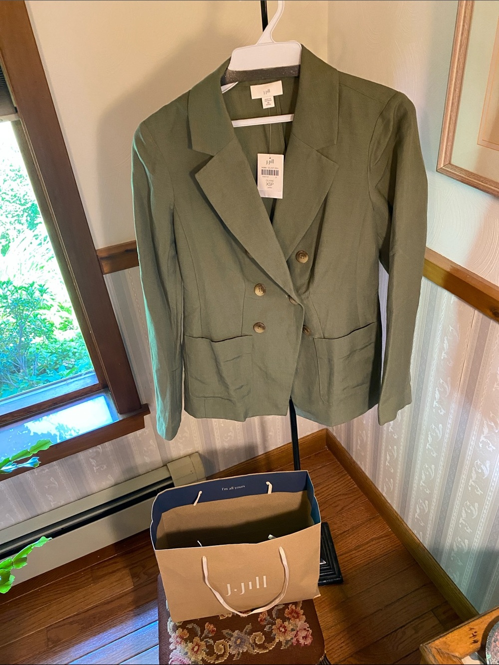 J. Jill Olive Double-Breasted Blazer